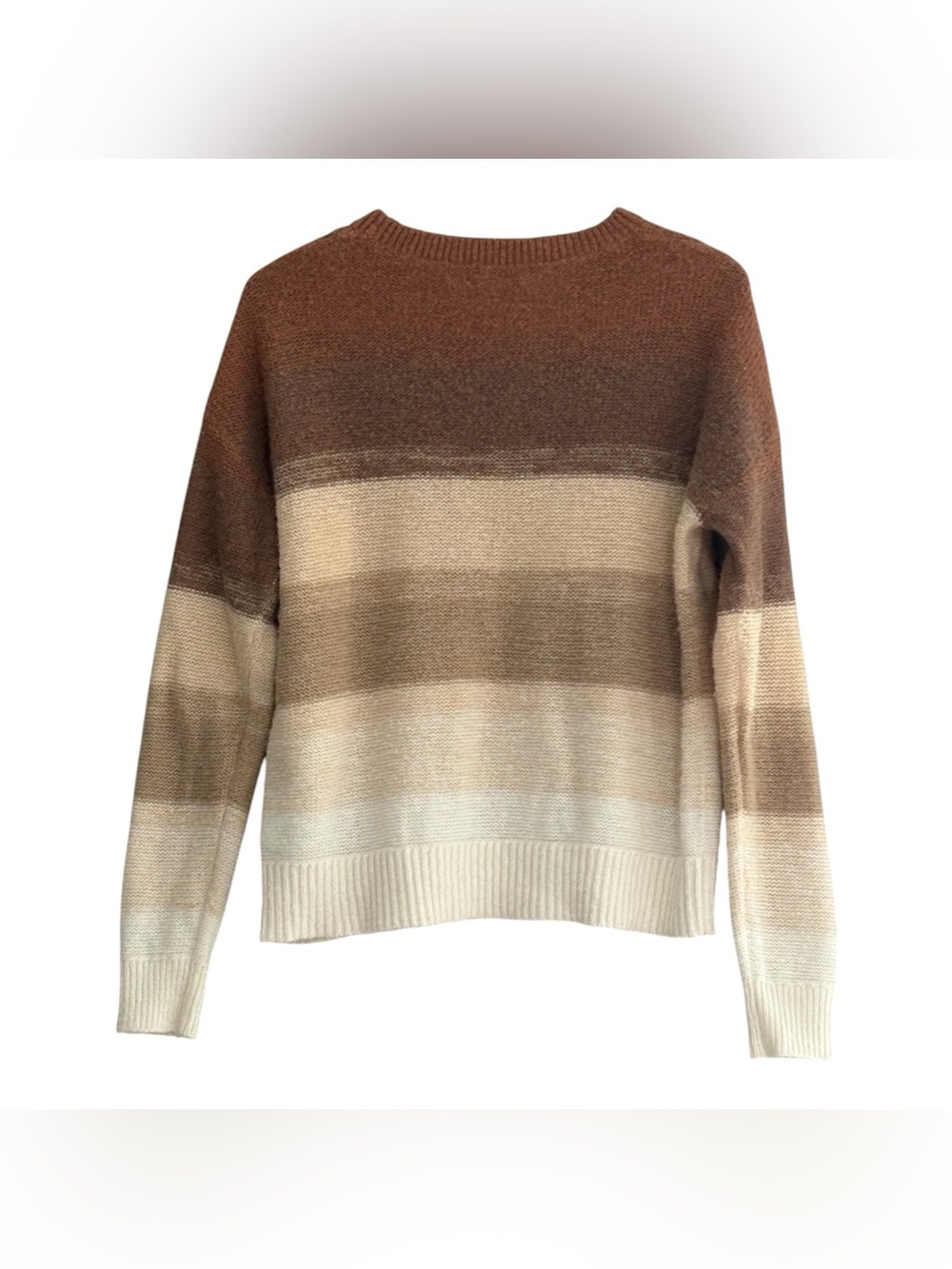 Lilly Pulitzer Brown Beige Cream Striped Crew Neck Long Sleeve Knit Sweater M - Picture 3 of 7